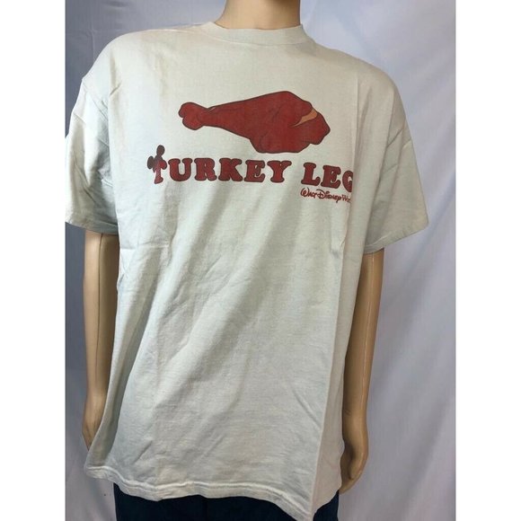 Disneyland By Hanes Men’s Shirt Classic Beige Crew Neck Short Sleeve Cotton XL - Picture 8 of 9